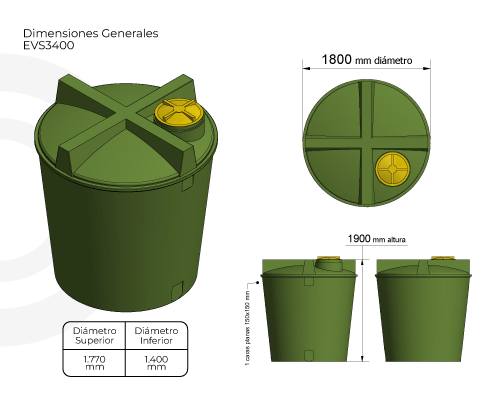 Estanque 3400 lts + kit bomba 0,5 hp