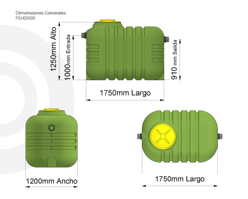 Fosa séptica horizontal 2000 lts.