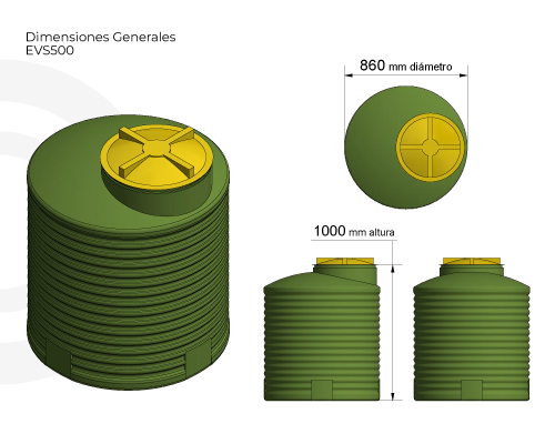 Estanque vertical estandar 500 lts