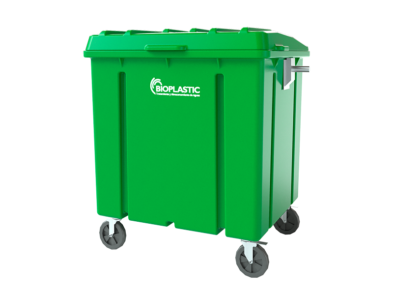 Contenedor de basura verde  1100 litros