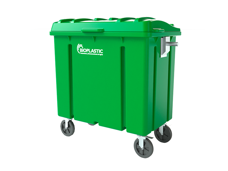 Contenedor de basura verde 660 litros